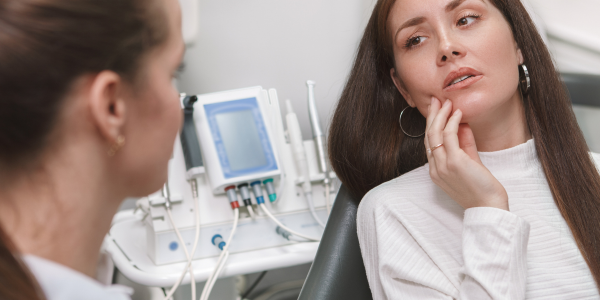 Nadziąślak na dziąśle widoczny jako czerwony guz między zębami &ndash; zmiana wymagająca konsultacji stomatologicznej